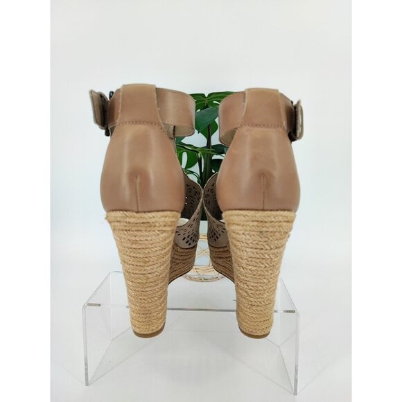 Marc Fisher Women's Hasina Perforated Beige Suede Wedges Sandals Size 10M US - Picture 3 of 9